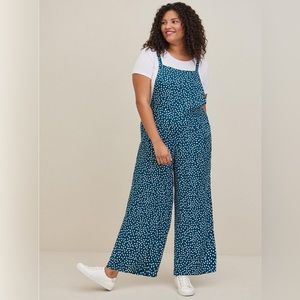 Blue Polka Dot Wide Leg Stretch Jumper
